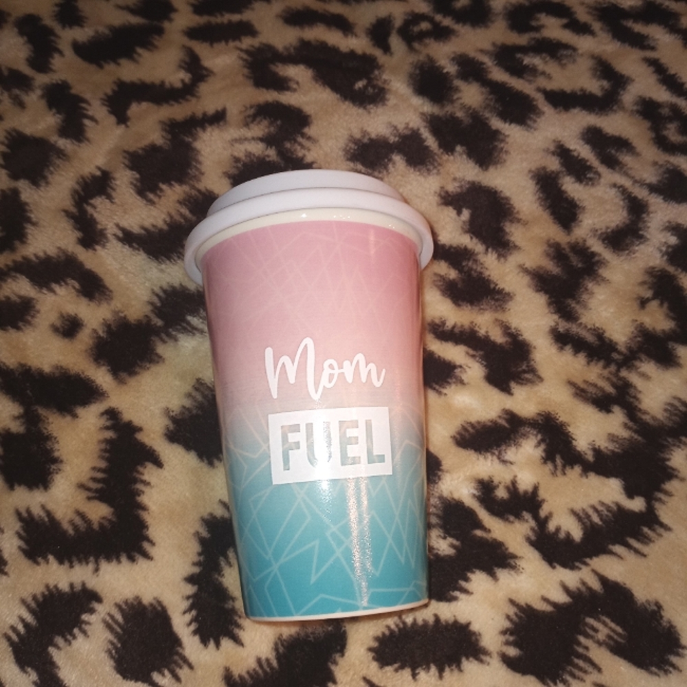 Ceramic Pink & Blue Ombre Mom Fuel Coffee Cup